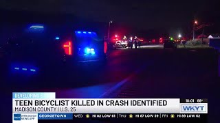 Coroner identifies 18yearold bicyclist killed in Madison County crash [upl. by Ahsienot67]