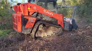 Kubota SVL 752 with Loftness Battle Axe Vs Bobcat T595 with Fecon BH62 [upl. by Home595]