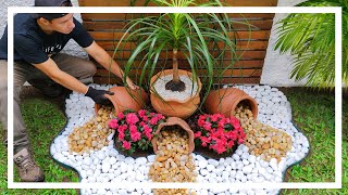 Jardim criativo com flores e pedras  Ideias para jardim [upl. by Godred]