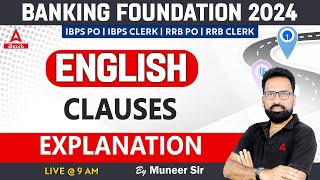 Clauses In English Grammar  Banking Foundation 2024  Adda247 Telugu [upl. by Shimberg]