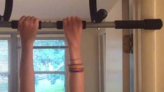 Young girl doing a video request of pullups and chinups With flexing at end [upl. by Aelrac]