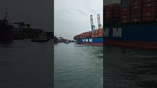 Big container ship unberthing 340meters long ship offshorevessel marchantnavy containership [upl. by Nilrac]