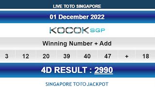 LIVE DRAW 4D SINGAPORE LOTTERIES 01 DECEMBER 2022 LIVE DRAW SGP HARI INI RESULT TODAY LIVE [upl. by Ozmo]