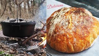 Dutch Oven No Knead Bread Campfire Recipe [upl. by Paine]