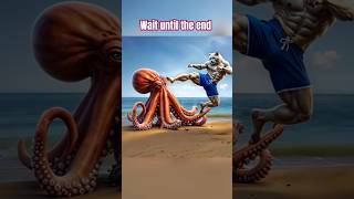 Cat saves daughter life from Octopus cat kitten catlover catshorts cattales catstoys ai cute [upl. by Hootman]