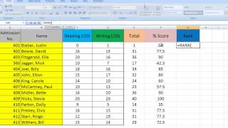 Excel Tips for Teachers Episode 3 Ranking results in Excel [upl. by Odlo]