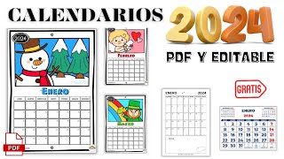 Calendario 2024 para imprimir gratis PDF Y EDITABLE [upl. by Harwin]