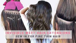 Invisible weft hair extensions with Keralinks CUSTOM HAIR EXTENSIONS FOR FINE amp THIN HAIR [upl. by Ankney]