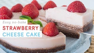 Vegan strawberry cheese cake  easy and nobake [upl. by Michelle59]