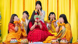 Pre Holud Haldi decoration ideas at home  Haldi Makeup And Jewellery Idea হলুদে আদা গুড় অনুষ্ঠান [upl. by Tamma]