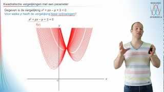 Kwadratische vergelijkingen met een parameter vwo 3  WiskundeAcademie [upl. by Orelia]
