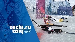 Crazy Photo Finish In Mens Ski Cross QuarterFinal  Sochi 2014 Winter Olympics [upl. by Eoj]