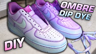 How To Ombre Two Tone Dip Dye Air Force 1 Shoes amp Tie Dye Laces [upl. by Tallbott]