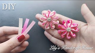 DIY grosgrain ribbon flower 05cm ribbon手作髮飾MkFlor de fita [upl. by Madelon275]