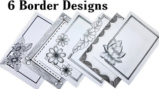 6 Border DesignsSimple and Easy Border DesignsProject File DecorationBorder Design Making [upl. by Rickard]