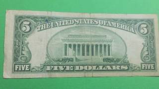 Five Dollar Bill Red Seal Series 1953 US Currency [upl. by Yennor]