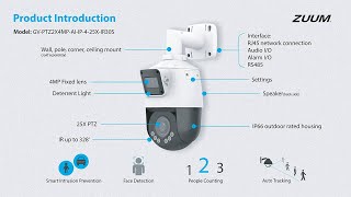 Dual lens PTZ Introduction ModelGVPTZ2X4MPAIIP425XIR30S [upl. by Cross]