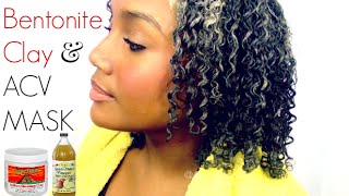 BEST quotShampooquot Ever l Bentonite Clay amp ACV Clarifying Hair Mask On Natural Curly Hair [upl. by Aerdnad401]