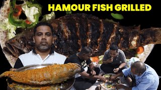 HAMOUR FISH GRILLED  BBQ Fish  Barbecue  BBQ  Fish Recipe  Dukhan beach 🏖 Doha  Qatar [upl. by Johnathon760]