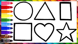 Dibuja y Colorea Formas Geométricas De Arcoiris 🔺🟠⭐🟩💜🌈 Dibujos Para Niños [upl. by Haff]