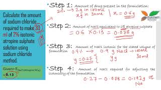 Calculations for sodium chloride equivalent method for adjusting tonicity [upl. by Annaor]