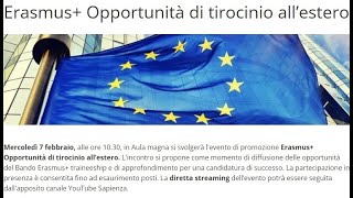 Erasmus Opportunità di tirocinio all’estero [upl. by Ruddie]