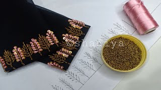 Beautiful beads and long french knot embroidery for sleeveshand embroidery beadwork designs [upl. by Aneelahs]