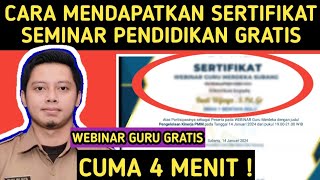 CARA MENDAPATKAN SERTIFIKAT SEMINAR PENDIDIKAN GRATIS DI WEBINAR UNTUK EKINERJA PMM DOWNLOAD GRATIS [upl. by Aisan717]