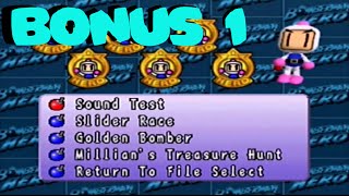 Lets Play Bomberman Hero Extra 1 Menus Music and Snowboarding [upl. by Adest]