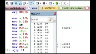 Assembly Language Program amp Simulation of 8051 Unsigned Multibyte Multiplication in KEIL IDE 015 [upl. by Ailongam649]