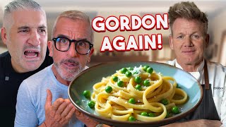 Roman Chef Reacts to Gordon Ramsay Carbonara Recipe With Extra Peas [upl. by Tate592]