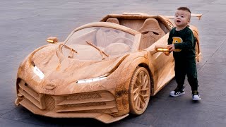 Wood Carving  CR7s Bugatti Centodieci  ND WoodWorking Art [upl. by Ofloda724]