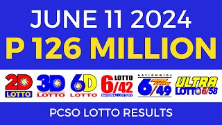 Lotto Result Today 9pm June 11 2024  PCSO Complete [upl. by Aleen]