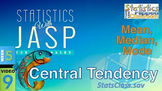 Computing Central Tendency Mean Median Mode in JASP 59 [upl. by Harrell419]