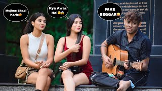 Beggar Singing Prank With Twist  Singing Hindi Songs In Public  Epic Girls Reactions😱  Jhopdi K [upl. by Daph928]