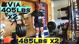 🇺🇸🇺🇦🇹🇼🇮🇱Masters Beltless Deadlifts to 485lbsx2 via 405lbsx2 315lbsx3 63 Years 109Kgs Natty🐶🤣 [upl. by Ahsirahc972]