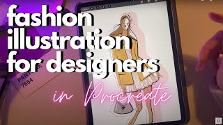 Procreate Fashion Illustration  How To Draw Clothes On A Fashion Croquis  Digital Art Tutorial [upl. by Cale]