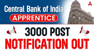 Central Bank of India Apprentice Recruitment 2024  Central Bank of India Notification 2024 [upl. by Hploda]