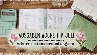 Ausgaben Woche 1 im Juli🌼 Meine echten Einnahmen und Ausgaben🌼 Geld Sparen [upl. by Ednihek]