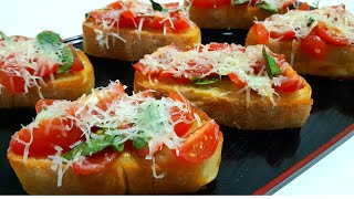 BRUSCHETTA DE TOMATE E MANJERICÃO  RECEITA ITALIANA [upl. by Yrek]