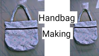 Handbag making at home with cloth  bag cutting and stitching  Aayesha fashions 9 [upl. by Tarrah]