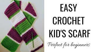 Easy Crochet Kids Scarf [upl. by Arihday]