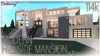 Bloxburg  Modern Hillside Mansion No Advanced Placement 114k  Speed Build [upl. by Freemon]