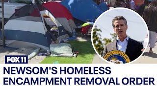 California Gov Newsom issues executive order to remove homeless encampments [upl. by Naelcm]