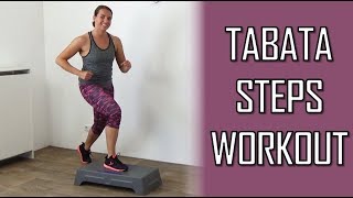 12 Minute Tabata HIIT Steps Workout – Fast Paced and Calorie Burning Stepper Workout [upl. by Philbin]