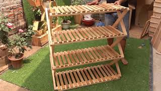 Great Idea Of Recycling Old Pallets  Instructions For Making A Foldable Shoe Shelf [upl. by Aluap232]