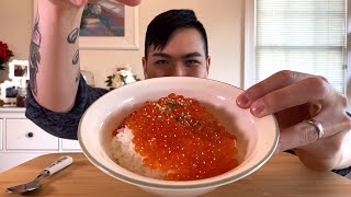 Ikura Don Japanese Salmon Egg Rice Bowl Mukbang [upl. by Friede]