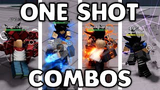 ONE SHOT COMBOS FOR EVERY CHARACTER in The Strongest Battlegrounds [upl. by Vins930]