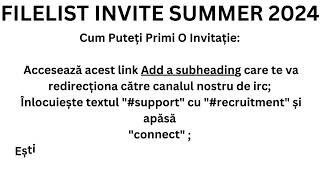 FILELIST INVITE SUMMER 2024 RO [upl. by Assillim]