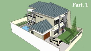 Sketchup tutorial house building Part 1 [upl. by Ikaz]